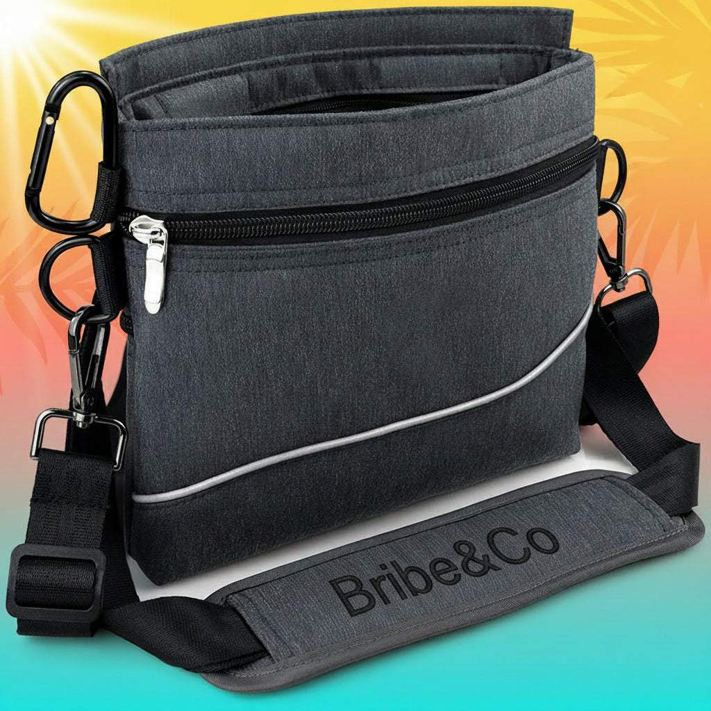 Dog magnetic buckle treatment bag with detachable dog food inner pocket, built-in waste bag dispenser, carabiner training kit