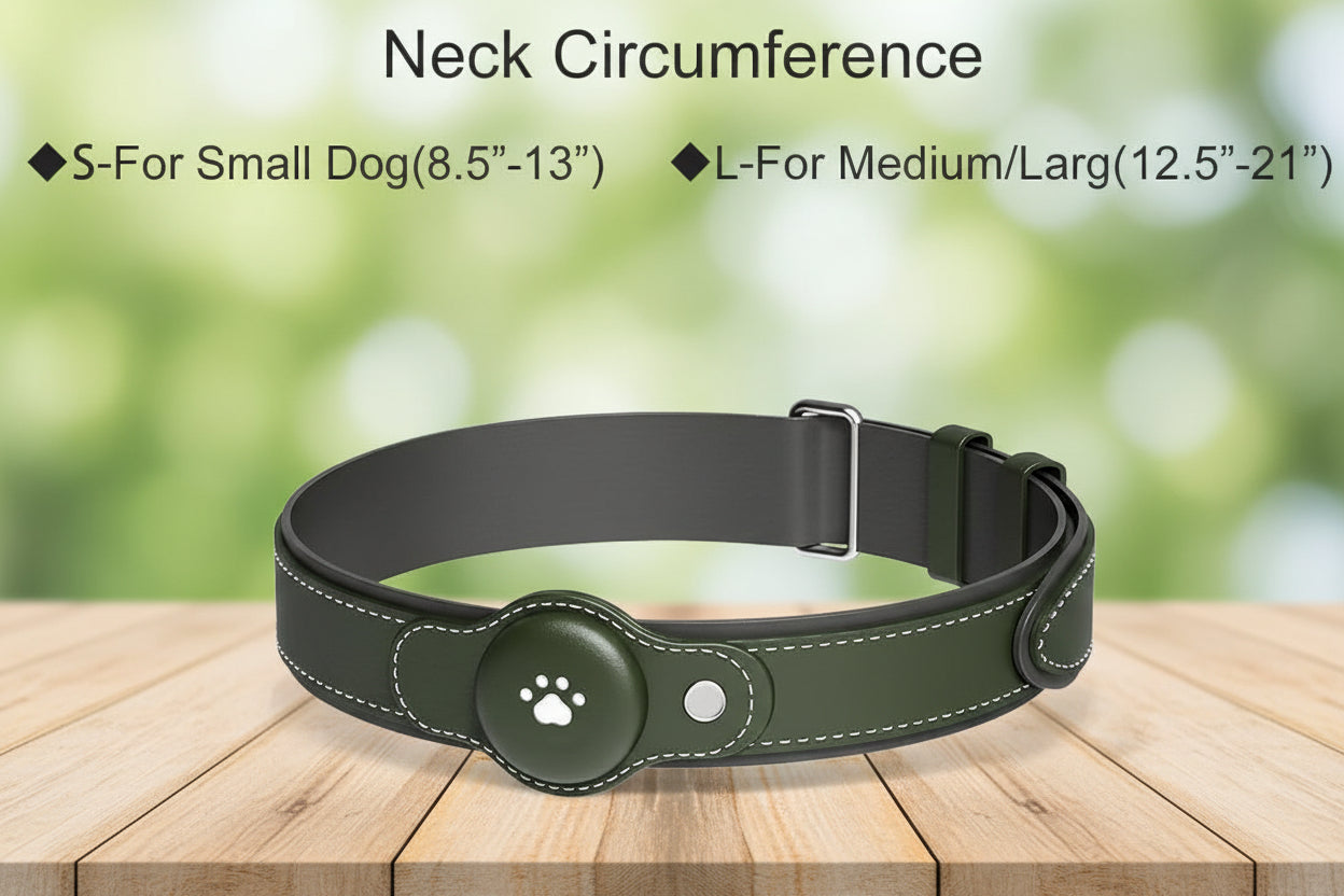 Airtagpu leather collar, genuine leather neck for pets, top-grain cowhide tracker necklace