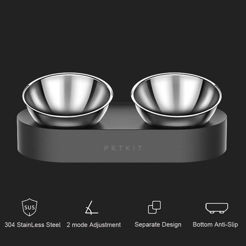 Adjustable Stainless Steel Pet Double Bowl - Elevated Feeding Solution